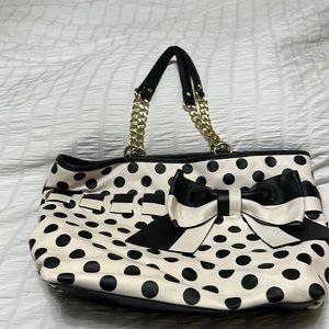 Betsey Johnson polka dot with bow shoulder bag